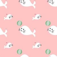 White seals on pink background, seamless pattern for decorate vector