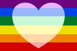 la bandera del arco iris con un corazón blanco en el centro de la bandera. la bandera del arco iris es un símbolo del movimiento social lgbt. concepto del mes del orgullo. vector