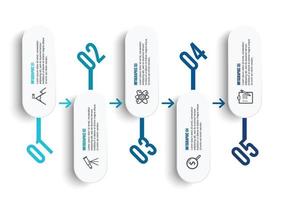 Vector infographic template with 3D paper label, integrated circles. Business concept with five options. For content, diagram, flowchart, steps, parts, timeline infographics, workflow layout, chart.