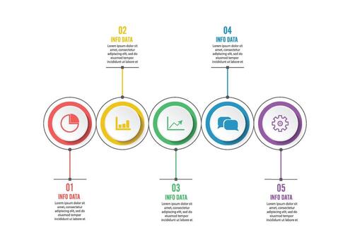 opción, proceso o paso de la plantilla infográfica circular cinco para la presentación comercial vector