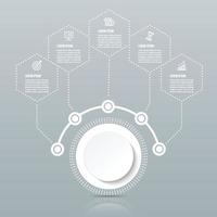 plantilla de infografía vectorial con etiqueta de papel 3d, círculos integrados. concepto de negocio con opciones. para contenido, diagrama, diagrama de flujo, pasos, partes, infografías de línea de tiempo, diseño de flujo de trabajo, gráfico vector