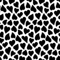 Black and White Heart Love Vector Seamless Pattern