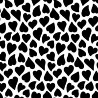 Black and White Heart Love Vector Seamless Pattern