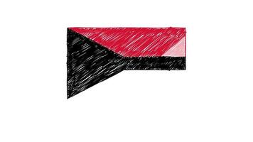 Vanuatu Flag Marker or Pencil Color Sketch Animation