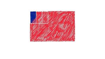 Wallis and Futuna Flag Marker or Pencil Color Sketch Animation video