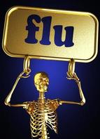 palabra gripe y esqueleto dorado foto