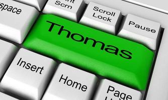 Thomas word on keyboard button photo