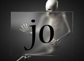 jo word on glass and skeleton photo