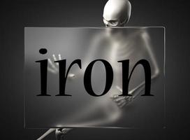 iron word on glass and skeleton photo