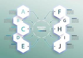 plantilla infográfica vectorial con etiqueta de papel 3d, círculos integrados. concepto de negocio con 10 opciones. para contenido, diagrama, diagrama de flujo, pasos, partes, infografías de línea de tiempo, flujo de trabajo, gráfico. vector