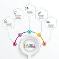 plantilla de infografía vectorial con etiqueta de papel 3d, círculos integrados. concepto de negocio con opciones. para contenido, diagrama, diagrama de flujo, pasos, partes, infografías de línea de tiempo, diseño de flujo de trabajo, gráfico vector