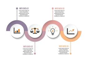 plantilla de diseño infográfico e iconos de marketing. plantilla para diagrama, gráfico, presentación y gráfico redondo. concepto de negocio con 4 opciones, partes, pasos o procesos. Visualización de datos. vector