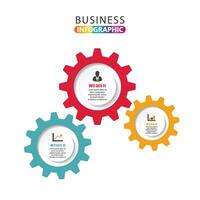 Abstract element of chart, graph, diagram with 3 steps, options, parts, processes in the form of gears. Vector business template for presentation and training.