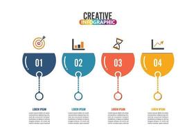 Four steps infographics - can illustrate a strategy, workflow or team work. vector