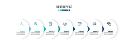 Seven paper white overlapping arrows placed in horizontal row. Concept of 8 successive. For content, diagram, flowchart, steps, parts, timeline infographics, workflow layout, chart. vector