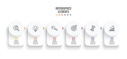 Elementos abstractos de la plantilla de infografía gráfica con etiqueta, círculos integrados. concepto de negocio con 6 opciones. para contenido, diagrama, diagrama de flujo, pasos, partes, infografías de línea de tiempo, diseño de flujo de trabajo. vector