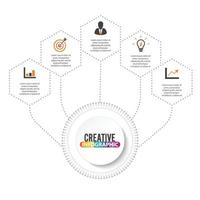 plantilla de infografía vectorial con etiqueta de papel 3d, círculos integrados. concepto de negocio con opciones. para contenido, diagrama, diagrama de flujo, pasos, partes, infografías de línea de tiempo, diseño de flujo de trabajo, gráfico vector