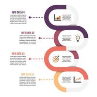 la línea de tiempo de plantilla infográfica de color horizontal numerada para cuatro posiciones se puede utilizar para flujo de trabajo, banner, diagrama, diseño web, gráfico de área vector