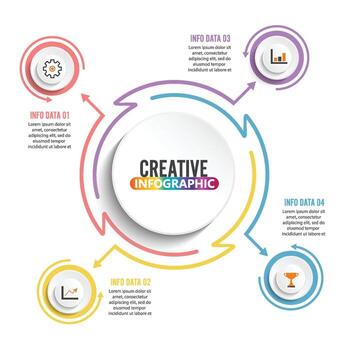 Thin line flat elements for infographic. Template for diagram, graph, presentation and chart. Business concept with 4 options, parts, steps or processes. Data visualization. vector