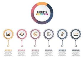 plantilla infográfica 3d abstracta con seis pasos para el éxito. plantilla de círculo empresarial con opciones para folleto, diagrama, flujo de trabajo, línea de tiempo, diseño web. pasos vectoriales 10 vector