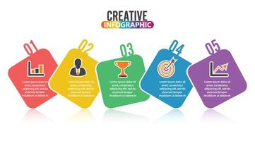 Plantilla de diseño de infografías de línea de tiempo con 5 opciones, diagrama de proceso, ilustración vectorial eps10 vector