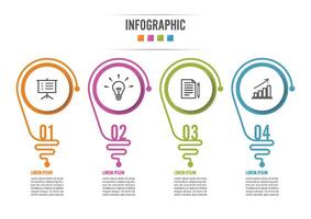 infografía abstracta con bombilla. infografías para presentaciones de negocios o banner de información 4 opciones. vector