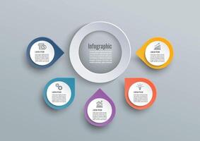 Vector abstract 3d paper infographic elements. Circular infographics.