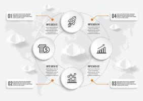 plantilla de vector de diseño de concepto geométrico infográfico de ilustración de mapa mundial.