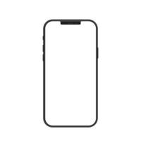 New version of black slim smartphone with blank white screen. Realistic vector illustration.