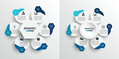 establecer infografías de ilustración vectorial 6 opciones. plantilla para folleto, negocio, diseño web. para contenido, diagrama, diagrama de flujo, pasos, partes, infografías de línea de tiempo, flujo de trabajo, gráfico vector