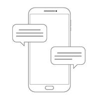 Outline drawing smartphone. Outline Dialogue Icon isolated on grey background. Line Chat symbol for your web site design, logo, app, UI. Editable stroke. Vector illustration. EPS10