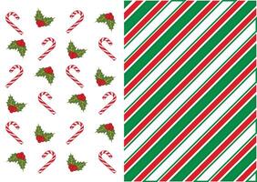 Red and green stripe background with Christmas signs vector