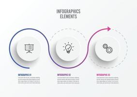 Abstract elements of graph infographic template with label, integrated circles. Business concept with 3 options. For content, diagram, flowchart, steps, parts, timeline infographics, workflow layout. vector