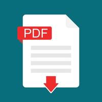 descargar icono de pdf. archivo con etiqueta pdf y signo de flecha hacia abajo. descargando el concepto de documento. icono de vector de diseño plano