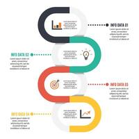 Template Timeline Infographic colored horizontal numbered for four position can be used for workflow, banner, diagram, web design, area chart vector