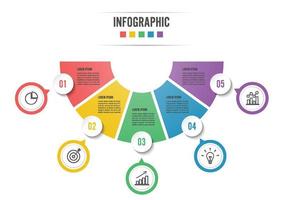 Circle infographic template five option, process or step for business presentation vector