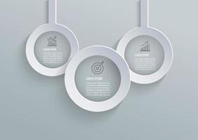 Vector abstract 3d paper infographic elements. Circular infographics.