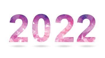 2022 pink polygon vector symbol. New Year isolated polygonal icon