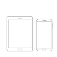 Outline drawing tablet and smartphone. Elegant thin line style design vector