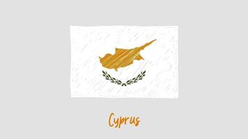 Chipre marcador de bandeira nacional do país quadro branco ou animação de loop de esboço de cor de lápis