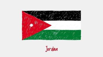 jordan bandera nacional del país marcador pizarra o lápiz color boceto animación en bucle video