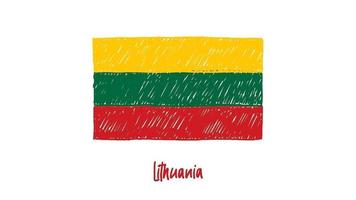 Lithuania National Country Flag Marker Whiteboard or Pencil Color Sketch Looping Animation video