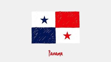 quadro branco marcador de bandeira nacional do país do panamá ou animação de loop de esboço de cor de lápis
