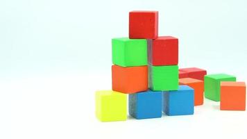 wooden building blocks motion. wood cube building blocks motion video
