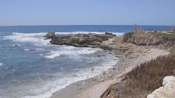 Slow Panning Shot at Pier by Caesarea Maritima Coast, Israel video