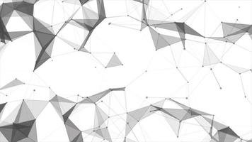 abstrakter weißer Plexushintergrund mit verbindenden Punkten und Linien. abstrakter Partikelhintergrund. Chaos Netzwerk. atomare und molekulare Muster, abstrakter Hintergrund, bestehend aus Dreiecken im Raum. video
