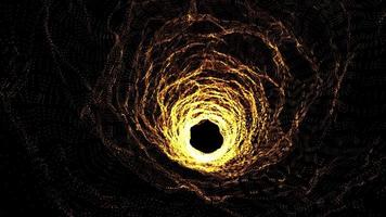 túnel de wireframe abstrato. buraco de minhoca amarelo, abstrato com portal 3d de partículas de túnel. túnel ou túnel de wireframe wormhole.abstract. buraco de minhoca azul. video