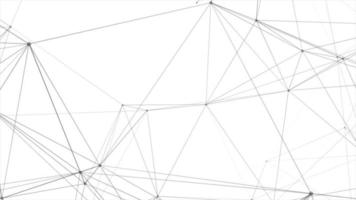 abstrakter weißer Plexushintergrund mit verbindenden Punkten und Linien. abstrakter Partikelhintergrund. Chaos Netzwerk. atomare und molekulare Muster, abstrakter Hintergrund, bestehend aus Dreiecken im Raum. video