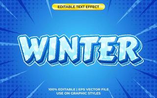 Texto 3d de invierno con tema de hielo. plantilla de tipografía azul para hielo o nieve