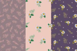 MIXED OF CUTE FLOWERS PATTERN DESIGN SET WITH EARTH TONE COLORS vector
